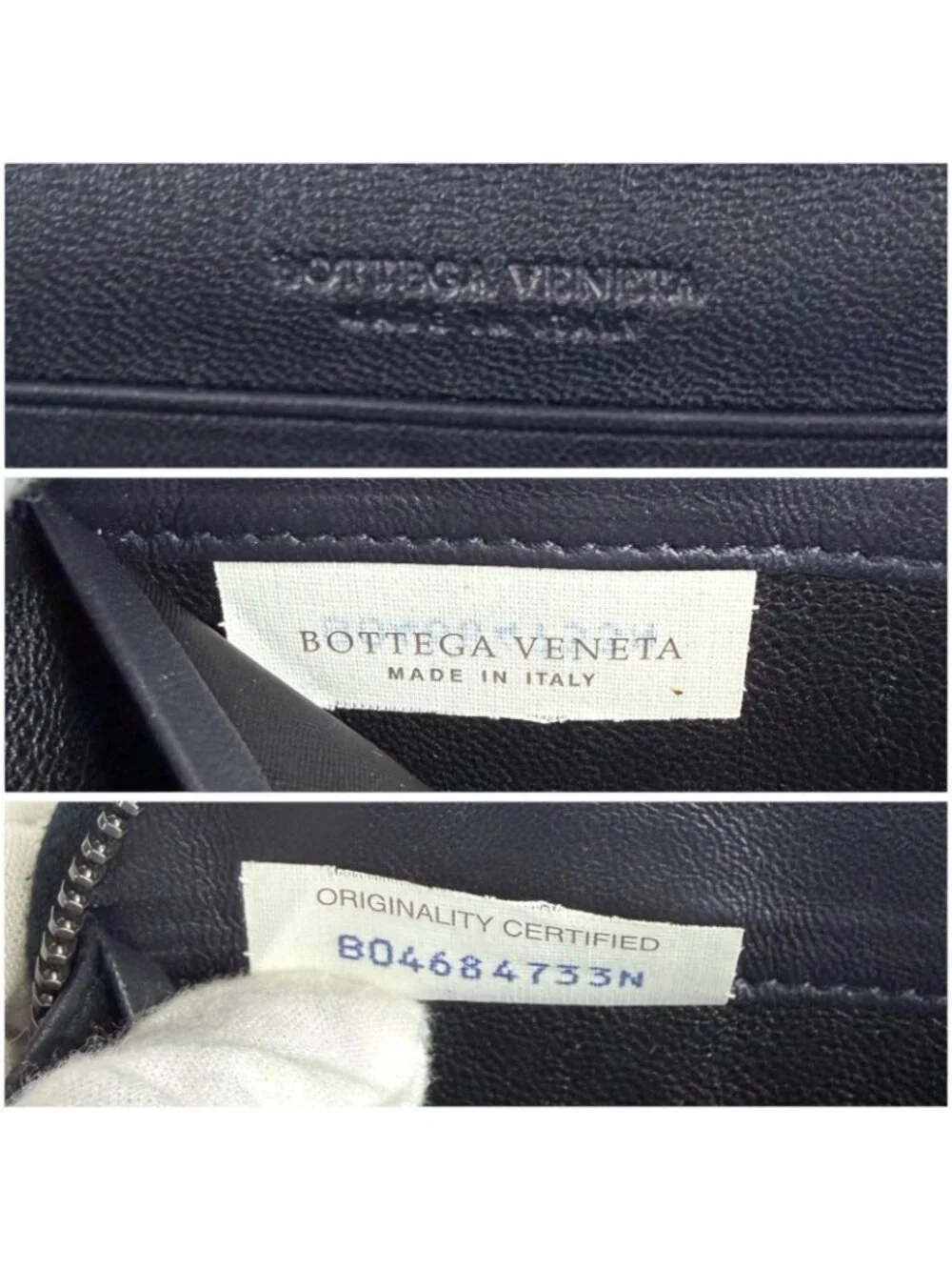 Bottega Veneta Wallet Round Zippy Black Intrecciato Leather Patent
